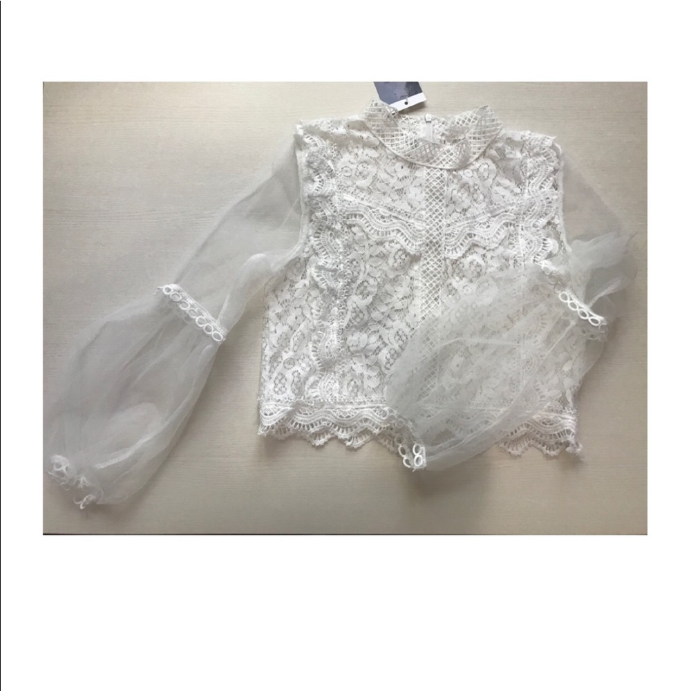 🤍Elegant White Lace Blouse🤍 fit size S to M - Picture 3 of 4